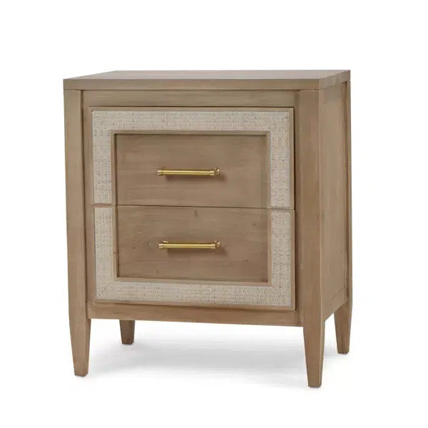 Bramble Belgravia Bedside Table In Sandbar W/ White Inset Rattan-Bramble-Blue Hand Home