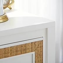 Belgravia Bedside Table with Rattan Detailing and Solid Hardwood Construction-Blue Hand Home