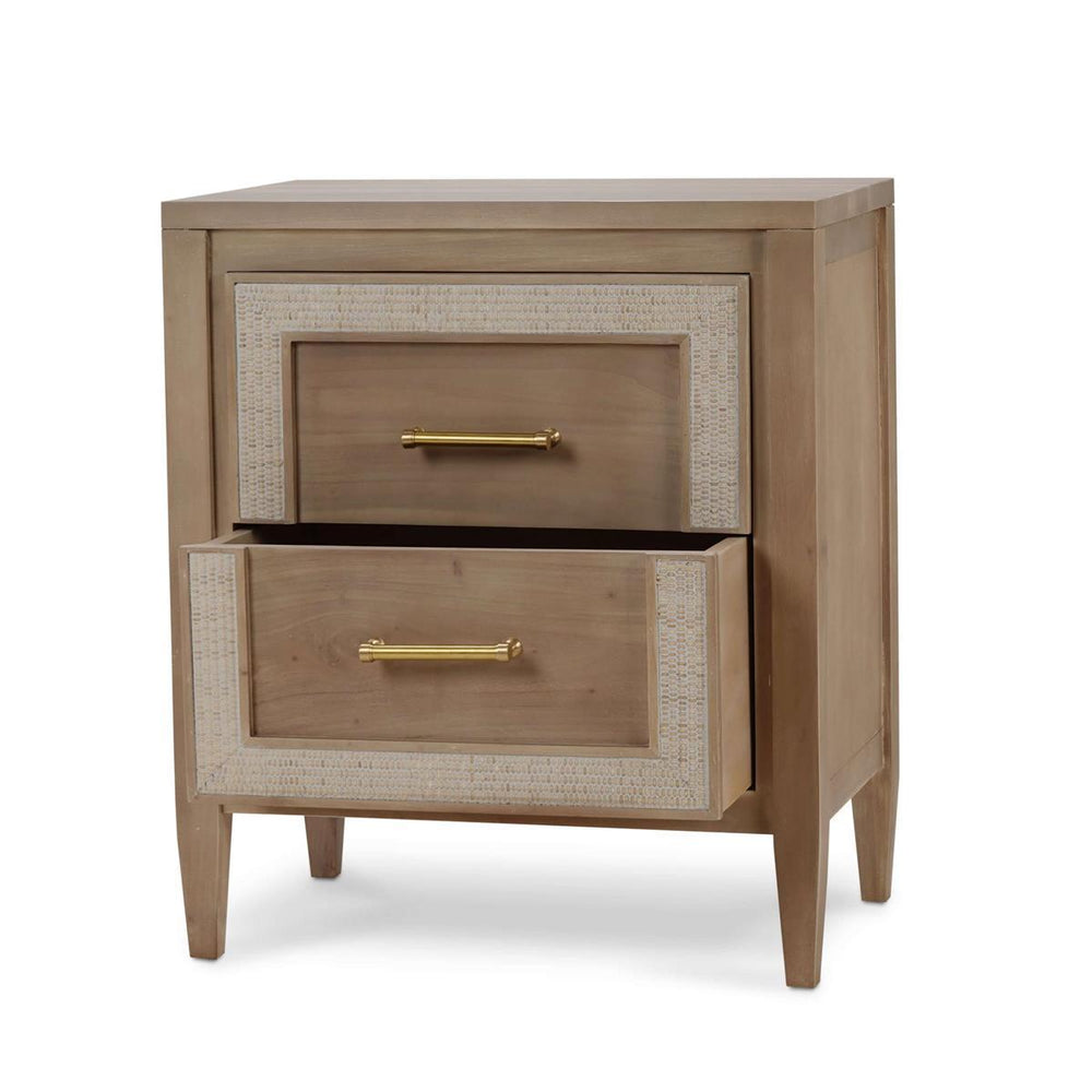 Belgravia Bedside Table with Rattan Detailing and Solid Hardwood Construction-Blue Hand Home