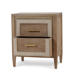 Belgravia Bedside Table with Rattan Detailing and Solid Hardwood Construction-Blue Hand Home