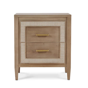 Belgravia Bedside Table with Rattan Detailing and Solid Hardwood Construction-Blue Hand Home