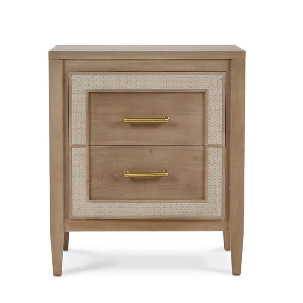 Belgravia Bedside Table with Rattan Detailing and Solid Hardwood Construction-Blue Hand Home