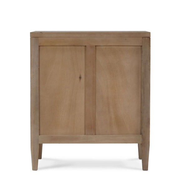 Belgravia Bedside Table with Rattan Detailing and Solid Hardwood Construction-Blue Hand Home
