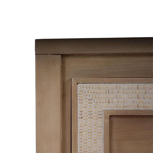 Belgravia Bedside Table with Rattan Detailing and Solid Hardwood Construction-Blue Hand Home