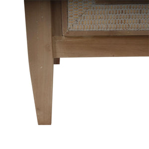 Belgravia Bedside Table with Rattan Detailing and Solid Hardwood Construction-Blue Hand Home
