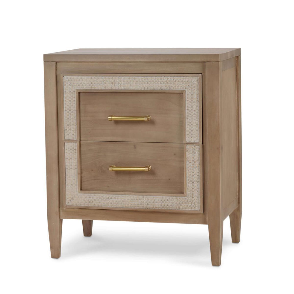 Belgravia Bedside Table with Rattan Detailing and Solid Hardwood Construction-Blue Hand Home