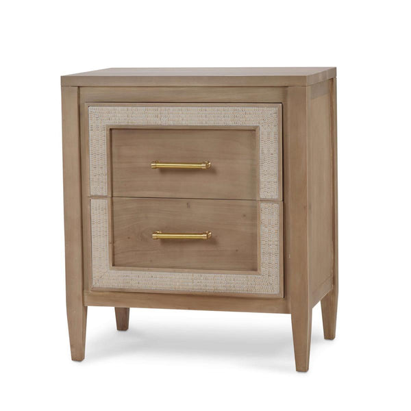 Belgravia Bedside Table with Rattan Detailing and Solid Hardwood Construction-Blue Hand Home