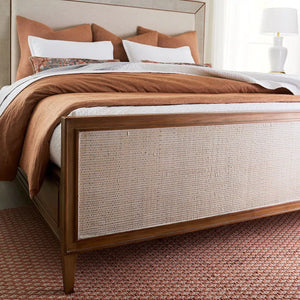 Belgravia Upholstered Bed W/ Rattan King Bed-Blue Hand Home