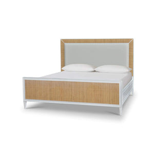 Belgravia Upholstered Bed W/ Rattan King Bed-Blue Hand Home