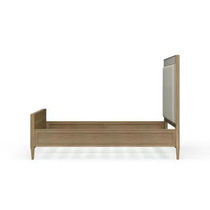 Bramble Belgravia Upholstered Queen Bed In Sandbar. Upholstered In Dinara Natural Performance Fabric W/ White Rattan.-Bramble-Blue Hand Home