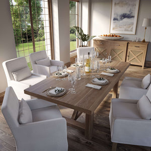 Bramble Bilboa Slipcovered Side Dining Chair In Straw Wash W/ Arctic White Performance Fabric-Bramble-Blue Hand Home