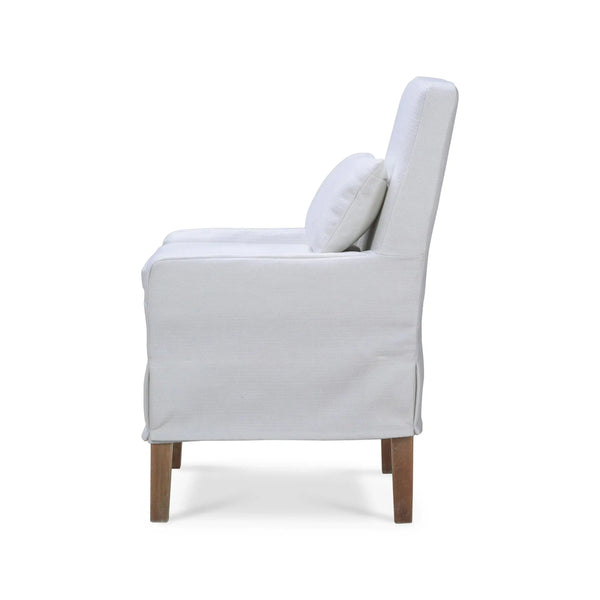 Bramble Bilboa Slipcovered Side Dining Chair In Straw Wash W/ Arctic White Performance Fabric-Bramble-Blue Hand Home