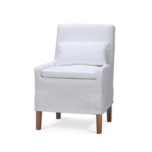 Bramble Bilboa Slipcovered Side Dining Chair In Straw Wash W/ Arctic White Performance Fabric-Bramble-Blue Hand Home