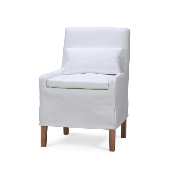 Bramble Bilboa Slipcovered Side Dining Chair In Straw Wash W/ Arctic White Performance Fabric-Bramble-Blue Hand Home