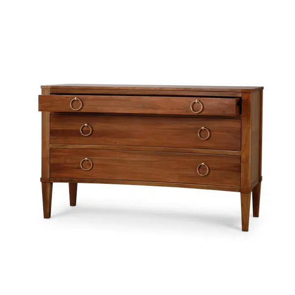Bramble Bow 3 Drawer Chest In Antique French Oak-Bramble-Blue Hand Home