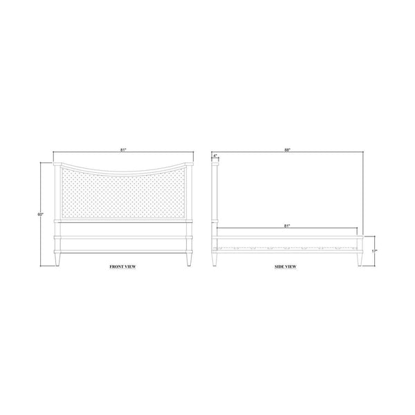 Bow Upholstered Bed King-Blue Hand Home