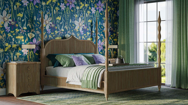 Bramble Brighton Nightstand In In Fruitwood-Bramble-Blue Hand Home