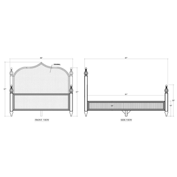 Brighton Upholstered Back Bed Queen (* comes w/ 2 poster options)-Blue Hand Home