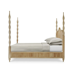 Bramble Brighton Wooden Back Bed King In Fruitwood-Bramble-Blue Hand Home