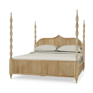 Bramble Brighton Wooden Back Bed King In Fruitwood-Bramble-Blue Hand Home