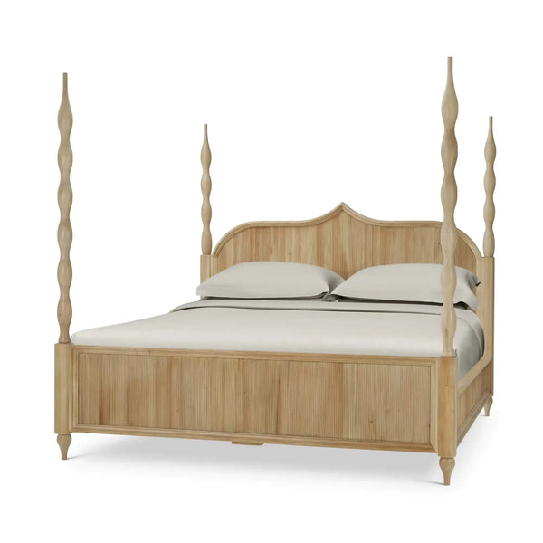 Bramble Brighton Wooden Back Bed King In Fruitwood-Bramble-Blue Hand Home
