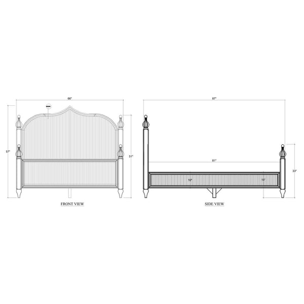 Brighton Wooden Back Bed Queen (* comes w/ 2 poster options)-Blue Hand Home