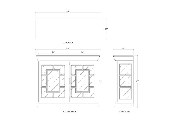 Bramble Bruges 2 Door Credenza In True White-Bramble-Blue Hand Home