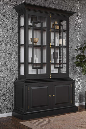 Bruges Solid Hardwood Display Cabinet with Handcrafted Details-Blue Hand Home