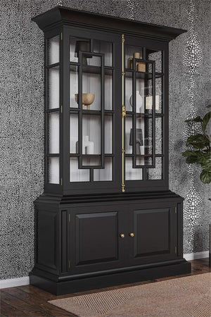 Bruges Solid Hardwood Display Cabinet with Handcrafted Details-Blue Hand Home