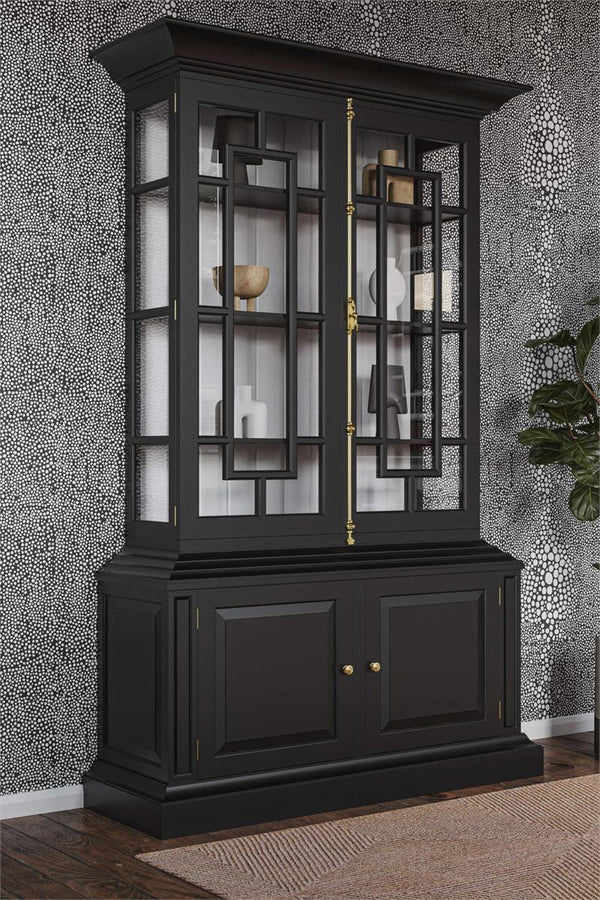 Bruges Solid Hardwood Display Cabinet with Handcrafted Details-Blue Hand Home