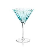 Portofino White Dot Glassware - Aqua Blue - Martini Glass-Blue Hand Home