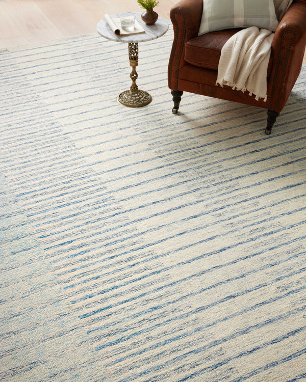 Chris Loves Julia x Loloi Chris Rugs - Ivory / Denim-Blue Hand Home