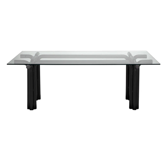 Pipe Dining Table, Steel/Glass Top-Blue Hand Home