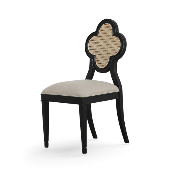 Camille Dining Chair w/ Rattan Back-Blue Hand Home