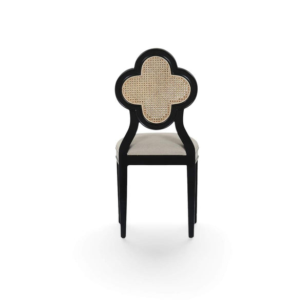 Camille Dining Chair w/ Rattan Back-Blue Hand Home