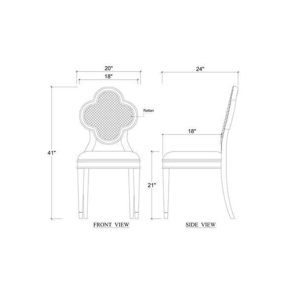 Camille Dining Chair w/ Rattan Back-Blue Hand Home