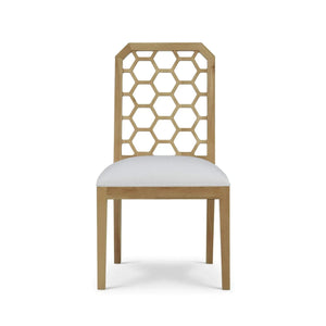Bramble Ceylon Dining Chair In Fruitwood W/ Arctic White Performance Fabric-Bramble-Blue Hand Home