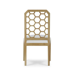 Bramble Ceylon Dining Chair In Fruitwood W/ Arctic White Performance Fabric-Bramble-Blue Hand Home