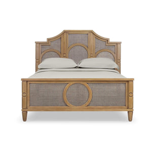 Bramble Chalfont Rattan Bed King in Antique French Oak with Rattan Glaze-Bramble-Blue Hand Home