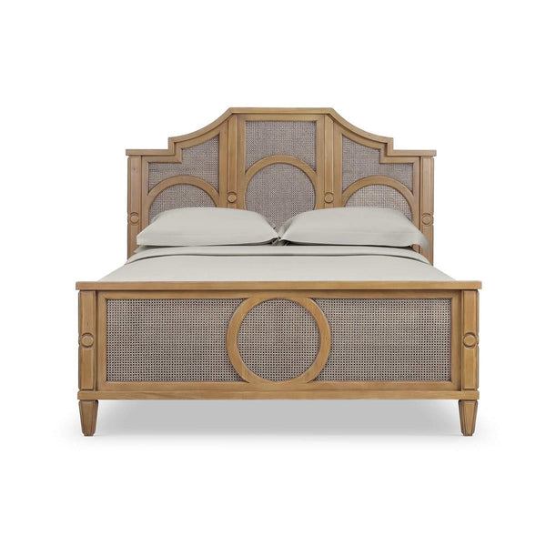 Bramble Chalfont Rattan Bed King in Antique French Oak with Rattan Glaze-Bramble-Blue Hand Home