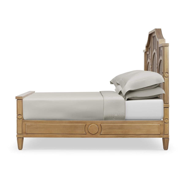 Bramble Chalfont Rattan Bed King in Antique French Oak with Rattan Glaze-Bramble-Blue Hand Home