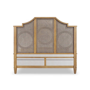 Bramble Chalfont Rattan Bed King in Antique French Oak with Rattan Glaze-Bramble-Blue Hand Home