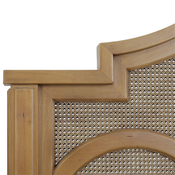 Bramble Chalfont Rattan Bed King in Antique French Oak with Rattan Glaze-Bramble-Blue Hand Home