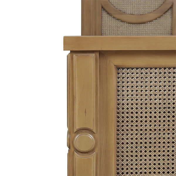Bramble Chalfont Rattan Bed King in Antique French Oak with Rattan Glaze-Bramble-Blue Hand Home