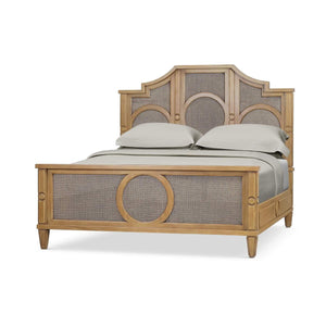 Bramble Chalfont Rattan Bed King in Antique French Oak with Rattan Glaze-Bramble-Blue Hand Home