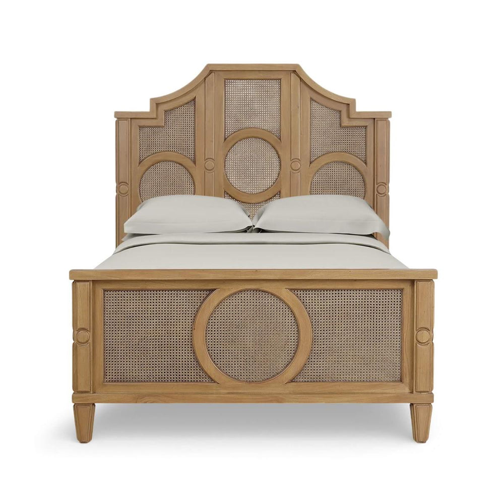 Bramble Chalfont Rattan Bed Queen in Antique French Oak w/ Rattan Glaze-Bramble-Blue Hand Home