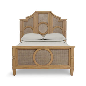 Bramble Chalfont Rattan Bed Queen in Antique French Oak w/ Rattan Glaze-Bramble-Blue Hand Home