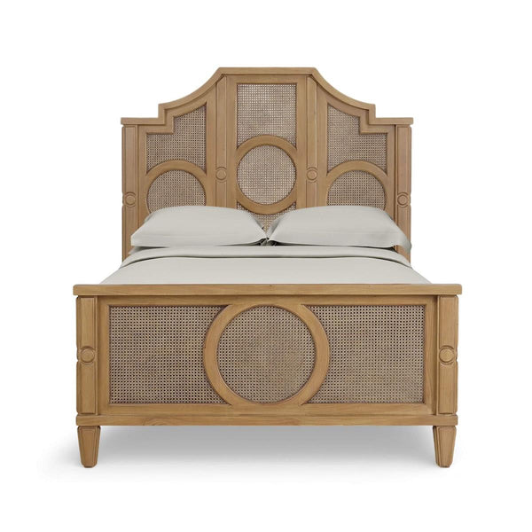Bramble Chalfont Rattan Bed Queen in Antique French Oak w/ Rattan Glaze-Bramble-Blue Hand Home