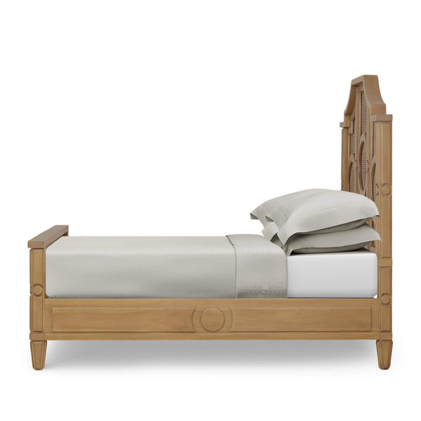 Bramble Chalfont Rattan Bed Queen in Antique French Oak w/ Rattan Glaze-Bramble-Blue Hand Home