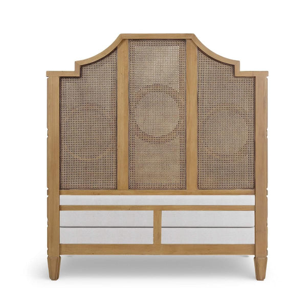 Bramble Chalfont Rattan Bed Queen in Antique French Oak w/ Rattan Glaze-Bramble-Blue Hand Home